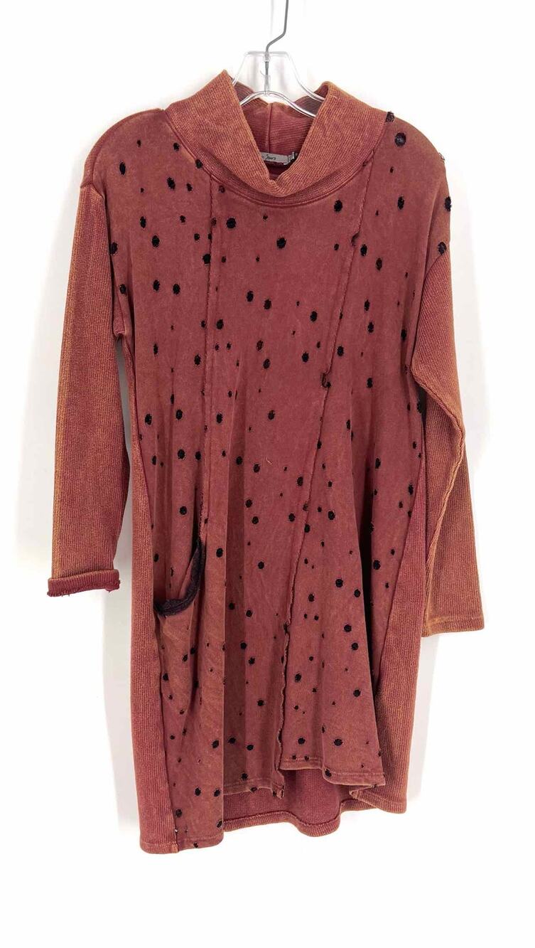 Beau Jours Size XS Brown/Black Animal Print Mock Neck Designer Dress